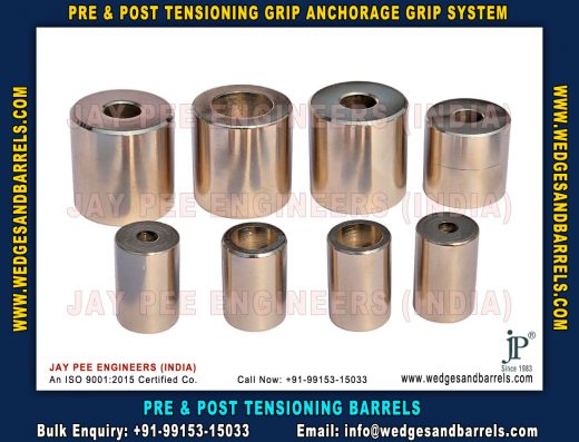 Post Tensioning wedges and barrels, pre stressed anchor grip system, anchor heads plates manufacturers exporters in India UAE Spain Oman Bangladesh South Africa Kuwait